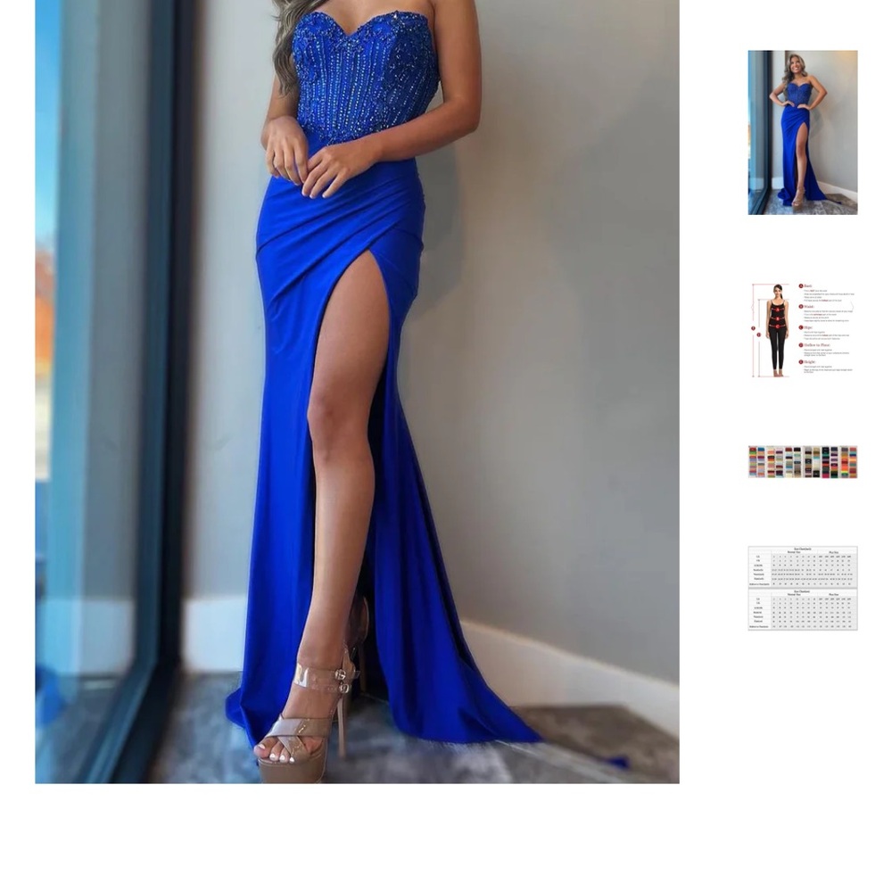 Luladress royal blue strapless prom dress